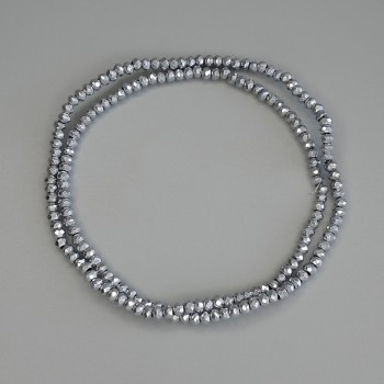 Beads Hematite Silver-Colour Faceted Rondelle 3x2mm+- on Fishing Line, Length 40cm+