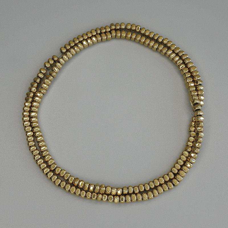 Hematite Beads Gold Colour Square Rondelle 3x2mm+- on Thread, length 40cm+