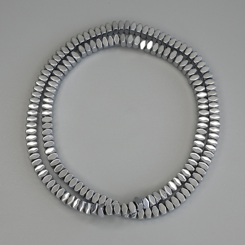 Hematite Beads Silver Colour Faceted Square Rondelle 4x2mm+- on thread, length 40cm+