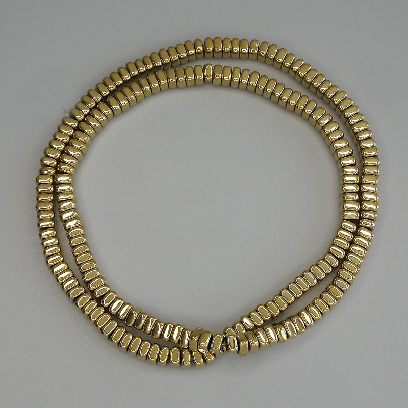 Hematite Beads Gold Colour Square Rondelle 4x2mm+- on Thread, 40cm+ length