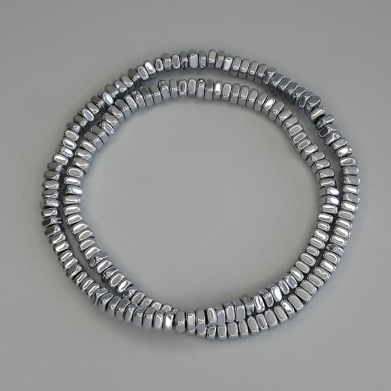 Hematite Beads Color Silver Square Rondelle 4x2mm+- on monofilament, length 40cm+
