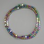 Rainbow Hematite Cubic Beads 3x3mm on thread, 40cm length