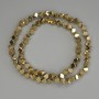 Hematite Beads Gold Colour Cube with Cross-Drilled Hole 4x4mm+/-, on Nylon Thread, Length 38cm+