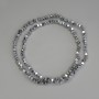 Hematite Beads Silver Colour Cube with Cross-Drilled Hole 2x2mm+/-, on Nylon Thread, Length 38cm+