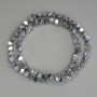 Hematite Beads Silver Colour Cube with Cross-Drilled Hole 4x4mm+/-, on Nylon Thread, Length 38cm+