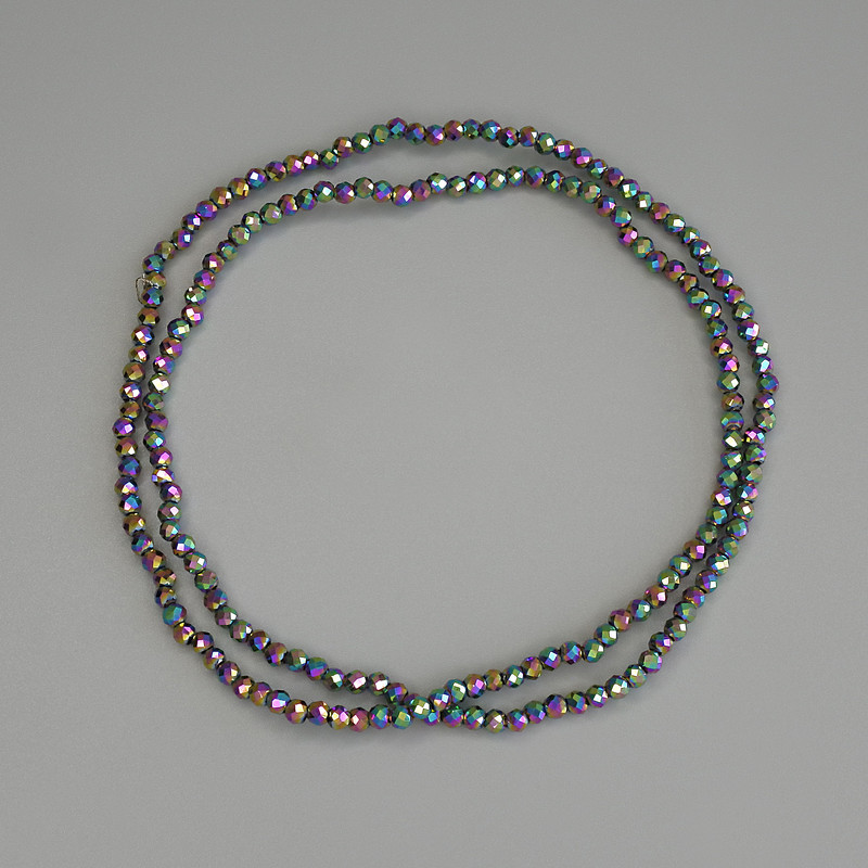 Hematite Beads Rainbow Colour Faceted Round Bead 2mm+/-, on Nylon Thread, Length 38cm+