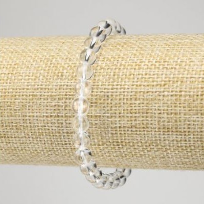 Rock Crystal Bracelet Smooth Round Beads, diameter 6.5mm+-, length 18cm+- stretch