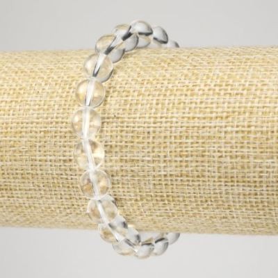 Rock Crystal Bracelet Smooth Round Beads, diameter 8mm+-, length 18cm+- stretch