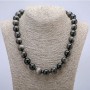 Silver Obsidian Natural Stone Necklace Smooth Round Beads, diameter 14mm, length 45cm+