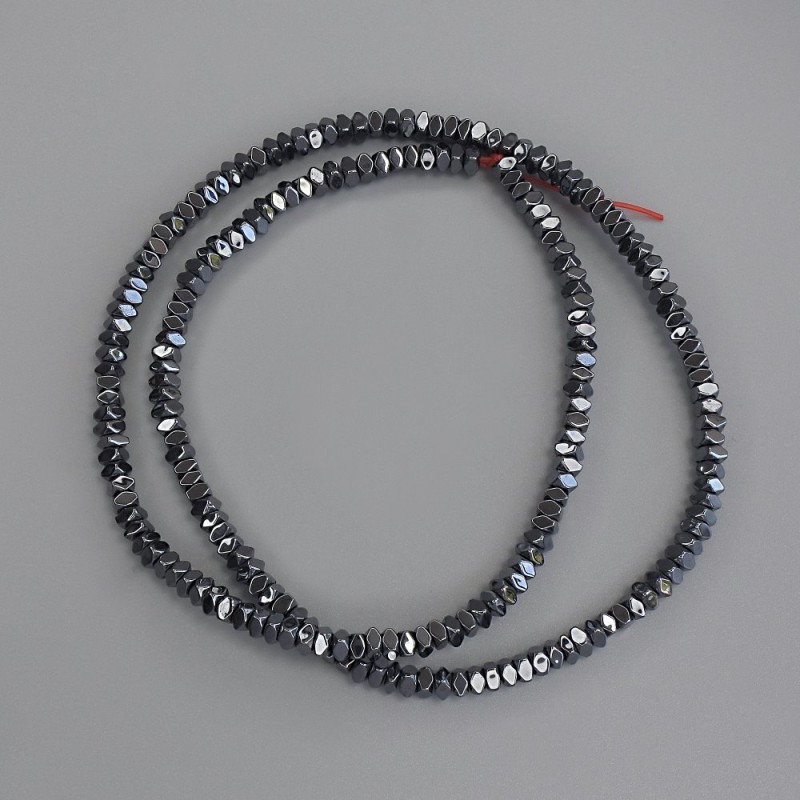 Hematite Faceted Square Rondelle Beads 3x1.5mm+/-, on fishing line, length 40cm+