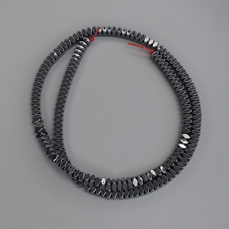 Hematite Faceted Square Rondelle Beads 4x2mm+/-, on fishing line, length 40cm+