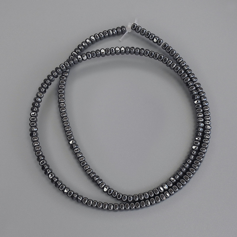 Hematite Square Rondelle Beads 3x2mm+/-, on fishing line, length 40cm+