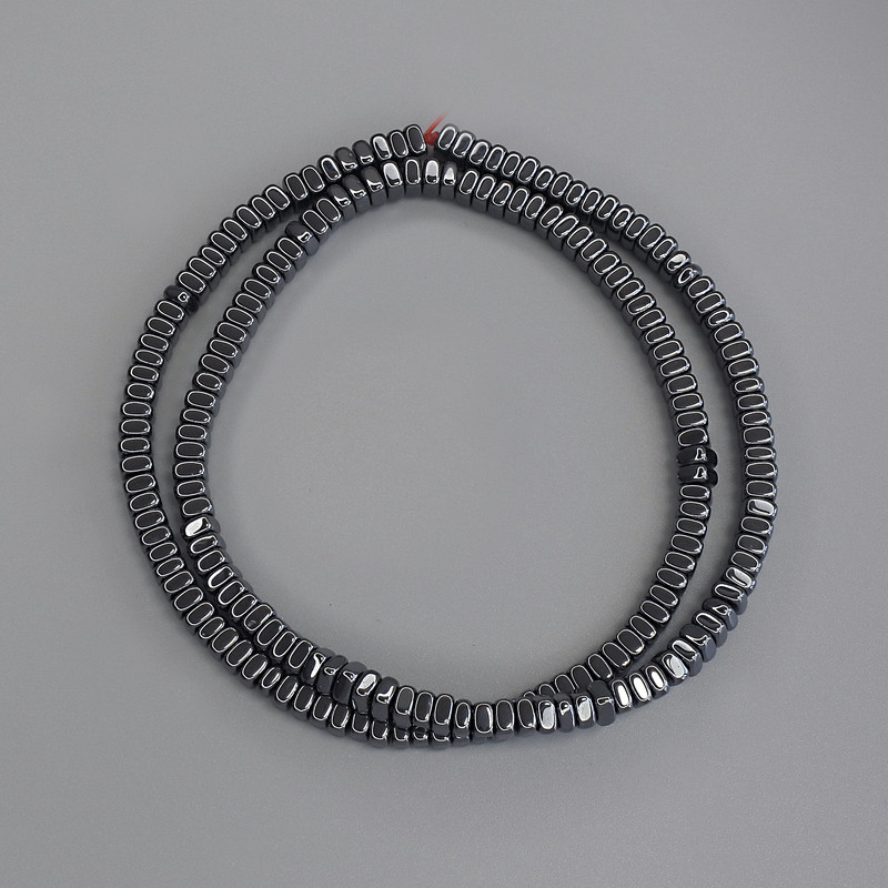 Hematite Square Rondelle Beads 4x2mm+/-, on fishing line, length 40cm+