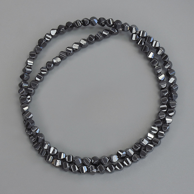 Hematite Rhombus Beads 4x4mm+/-, on strand, length 40cm+