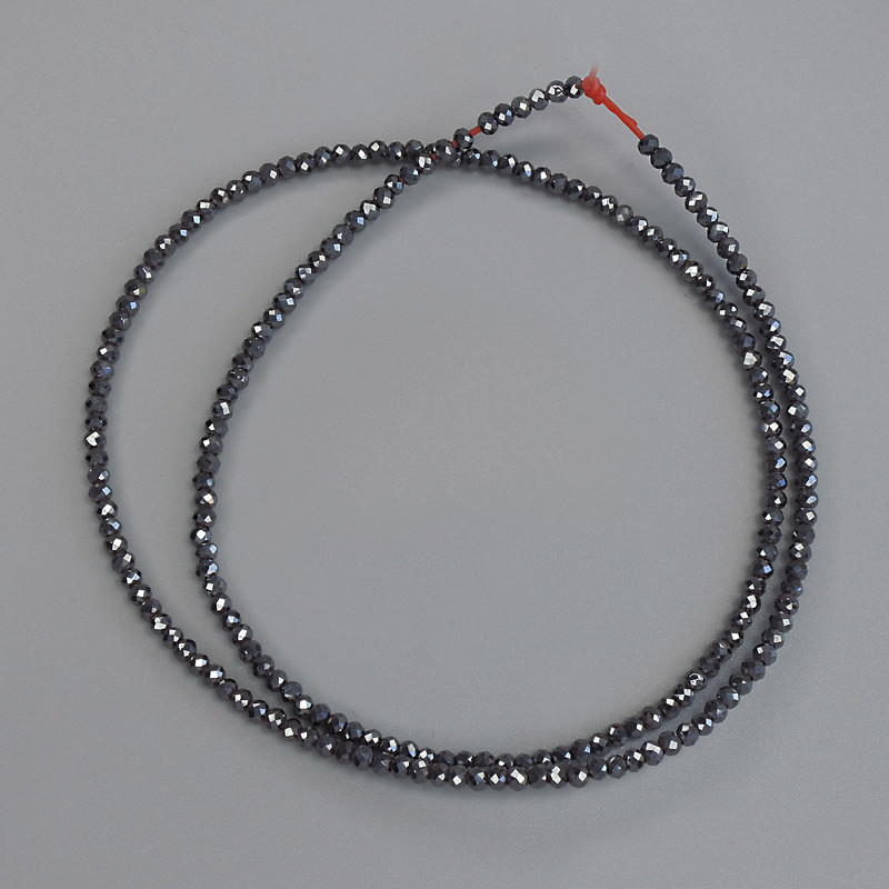 Hematite Faceted Round Beads 2mm+/-, on strand, length 38cm+