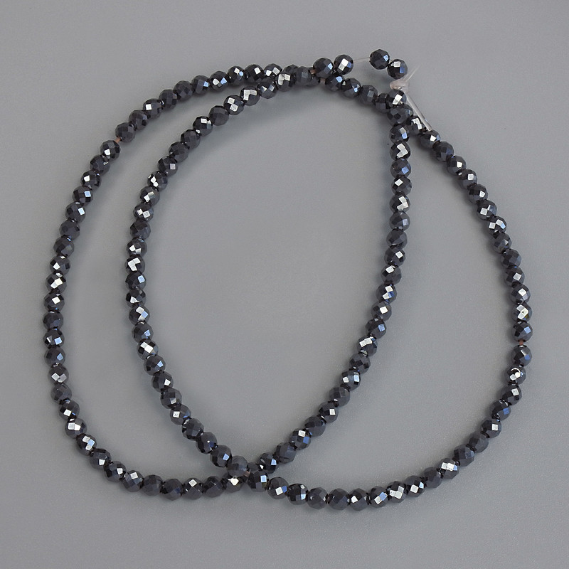 Hematite Beads Faceted Ball 3mm+/- on Fishing Line, Length 38cm+