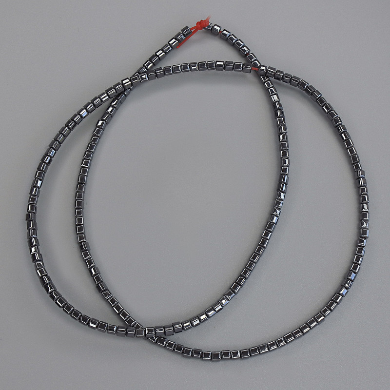 Hematite Beads Cube 2x2mm+/- on Fishing Line, Length 40cm+
