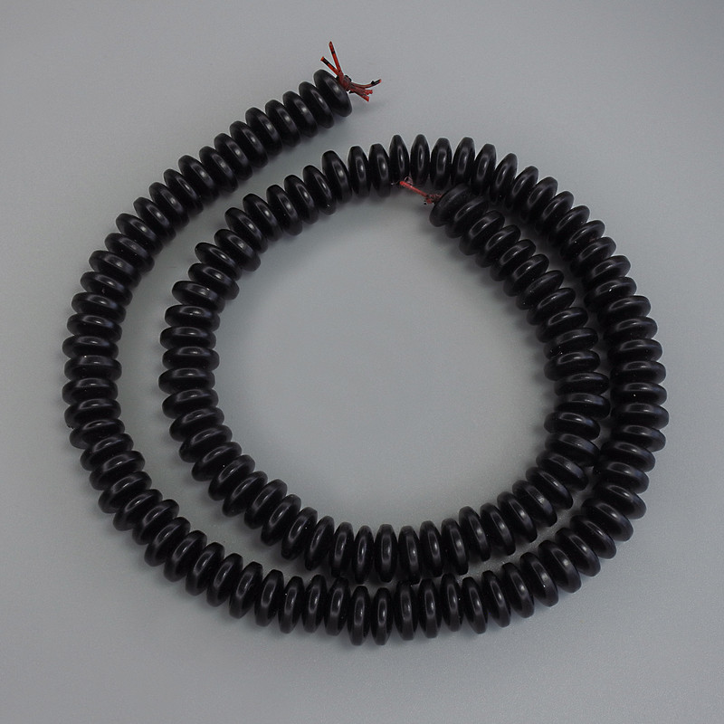 Hematite Beads Black Rondelle 8x3mm+/- on Fishing Line, Length 40cm+