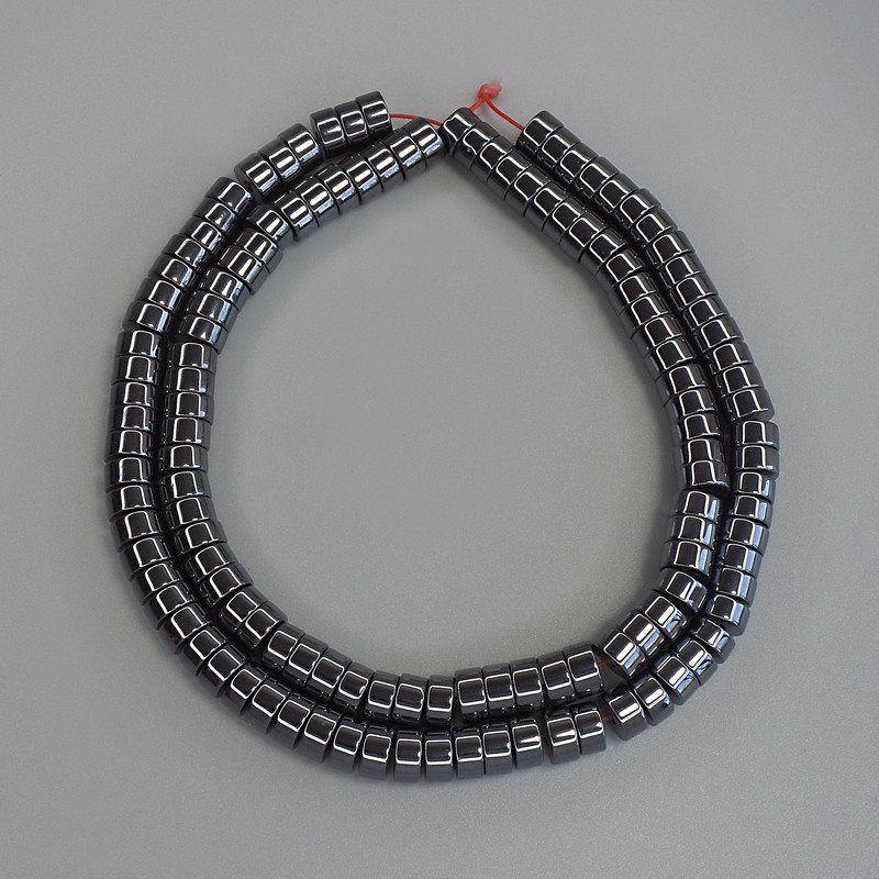 Hematite Rondelle Beads 6x3mm+/- on Nylon Thread, Length 40cm+