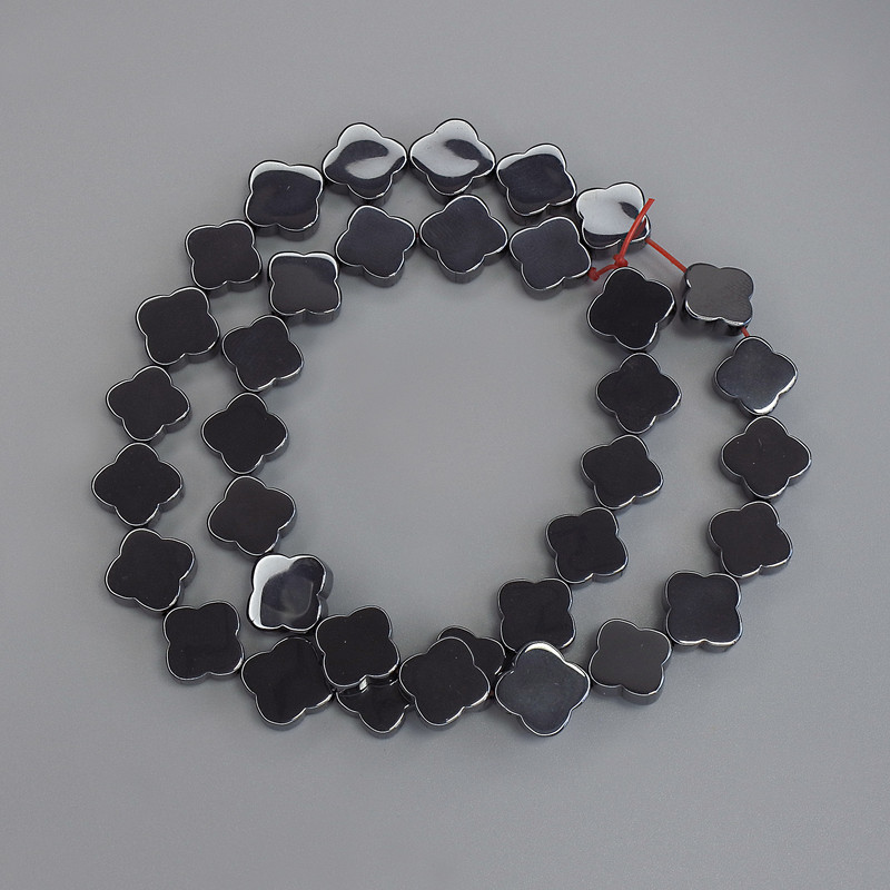 Hematite Clover Beads 11×11mm on Thread, 39cm+ length