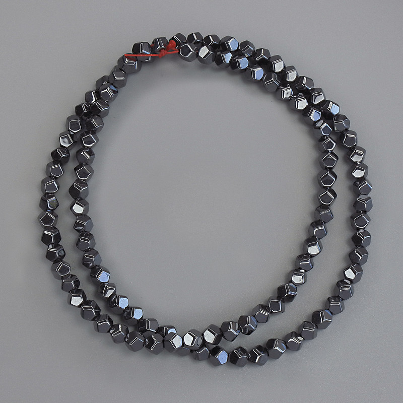 Hematite Beads Faceted 4x4mm+- on thread, length 40cm+