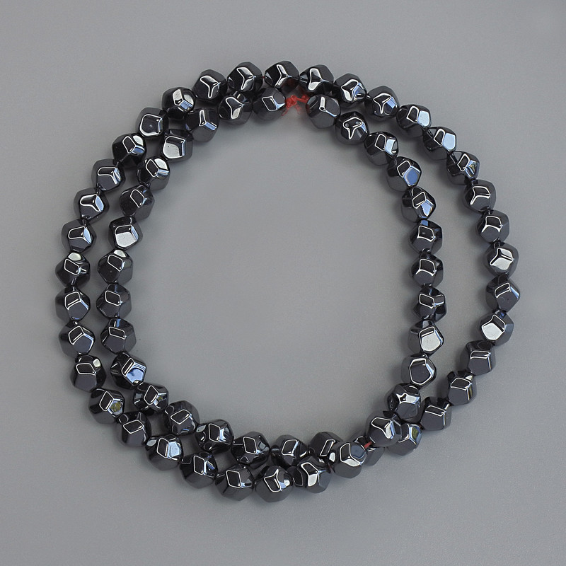 Hematite Beads Multifaceted 6x6mm on Thread, 40cm+ Length