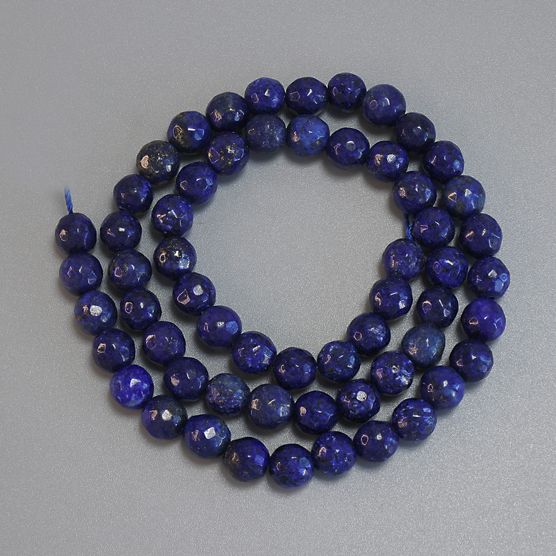 Lapis lazuli faceted round beads, 6mm diameter+, 37cm length on thread