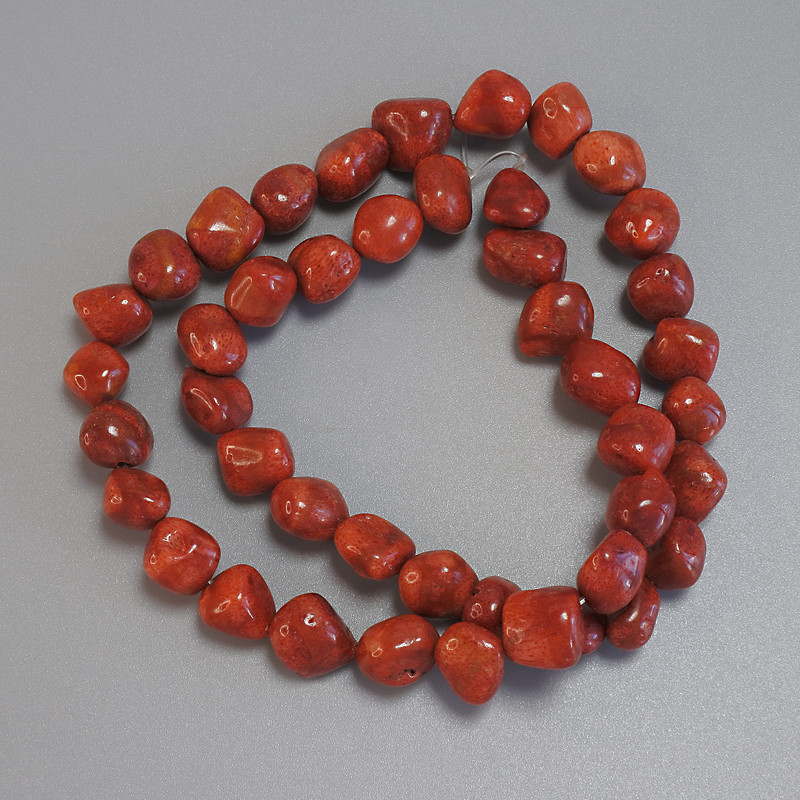Sponge Coral Beads Nugget, Diameter 9-11x9-12mm+-, Length 42cm+- on Nylon Thread