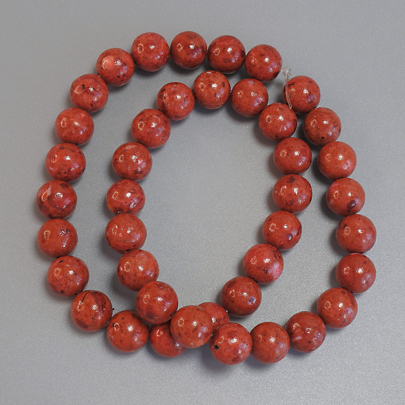 Sponge Coral Beads Round, Diameter 10mm+-, Length 40cm+- on Nylon Thread