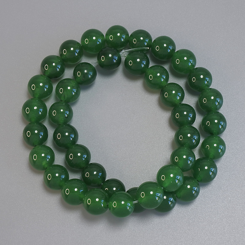 Chrysoprase Beads Smooth Sphere 10mm Ø, 38cm ± length on thread