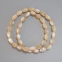 Mother-of-Pearl Beige Grain Beads, Diameter 10-11x6.5mm+- Length 40cm+- on Fishing Line