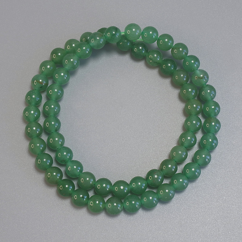 Jade Beads Smooth Round, Diameter 6mm+/-, Length 38cm+/- on Fishing Line
