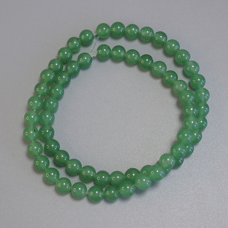 Jade Beads Smooth Round, Diameter 6.5mm+/-, Length 39cm+/- on Fishing Line