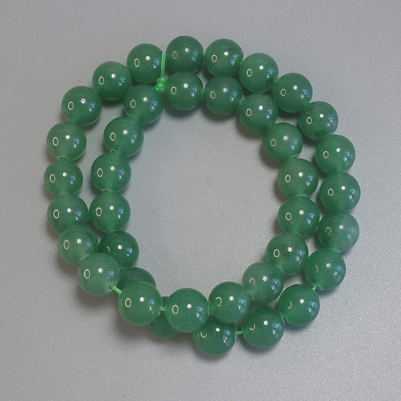 Jade Beads Smooth Round, Diameter 10mm+/-, Length 38cm+/- on Fishing Line