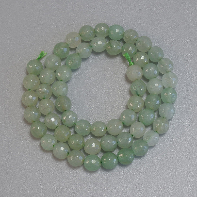 Nephrite Beads Faceted Round 6mm on Thread, 36cm±