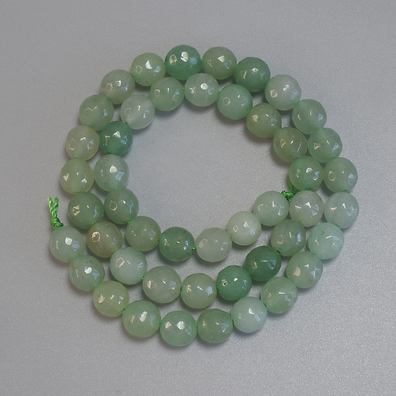 Nephrite Beads faceted ball 8mm diameter, 39cm long on thread