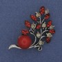 Brooch Branch of Bead Coral Crystals Silver Metal 48x28mm