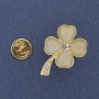 Clover Cat's Eye Brooch, Rhinestones, Gold-Tone Metal 19x30mm+