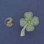 Clover Brooch Green Cat's Eye Rhinestones Silver-tone Metal 19x30mm+