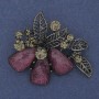 Brooch Pendant Accent with Pink Aquarium Effect Grey Rhinestones Silver-Tone Metal 43x48mm+
