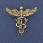 Brooch Pendant Caduceus Golden Metal 36×37mm+