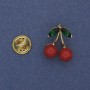 Cherries Brooch, red and green enamel, gold-tone metal 20x16mm+