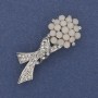Bow Brooch White and White Matte Rhinestones Silver-Tone Metal, Diameter 48x17mm +