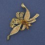Bow Brooch Yellow Rhinestones Gold-Tone Metal, Diameter 72x43mm +