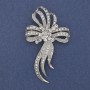 Bow Brooch White Rhinestones Silver-Tone Metal, Diameter 72x43mm+