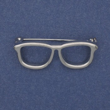 Glasses Brooch Silver-Tone Metal 40x16mm+