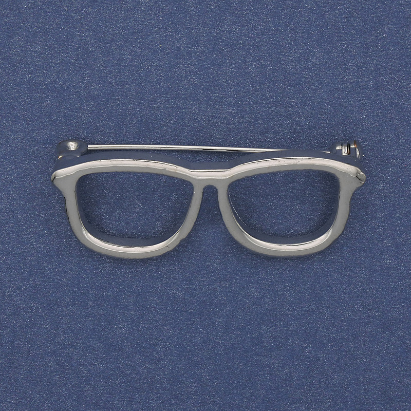 Glasses Brooch Silver-Tone Metal 40x16mm+