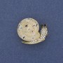 Brooch Snail Chalcedony White Crystals Metal Colour Gold 20x26mm+