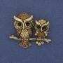 Brooch Pendant Owl Yellow Crystals Golden Metal 37×29mm+