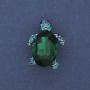 Brooch-pendant Turtle green crystal silver-coloured metal 24×18mm+